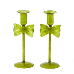 Celine Green Glass Bow Candlescape (Gold)