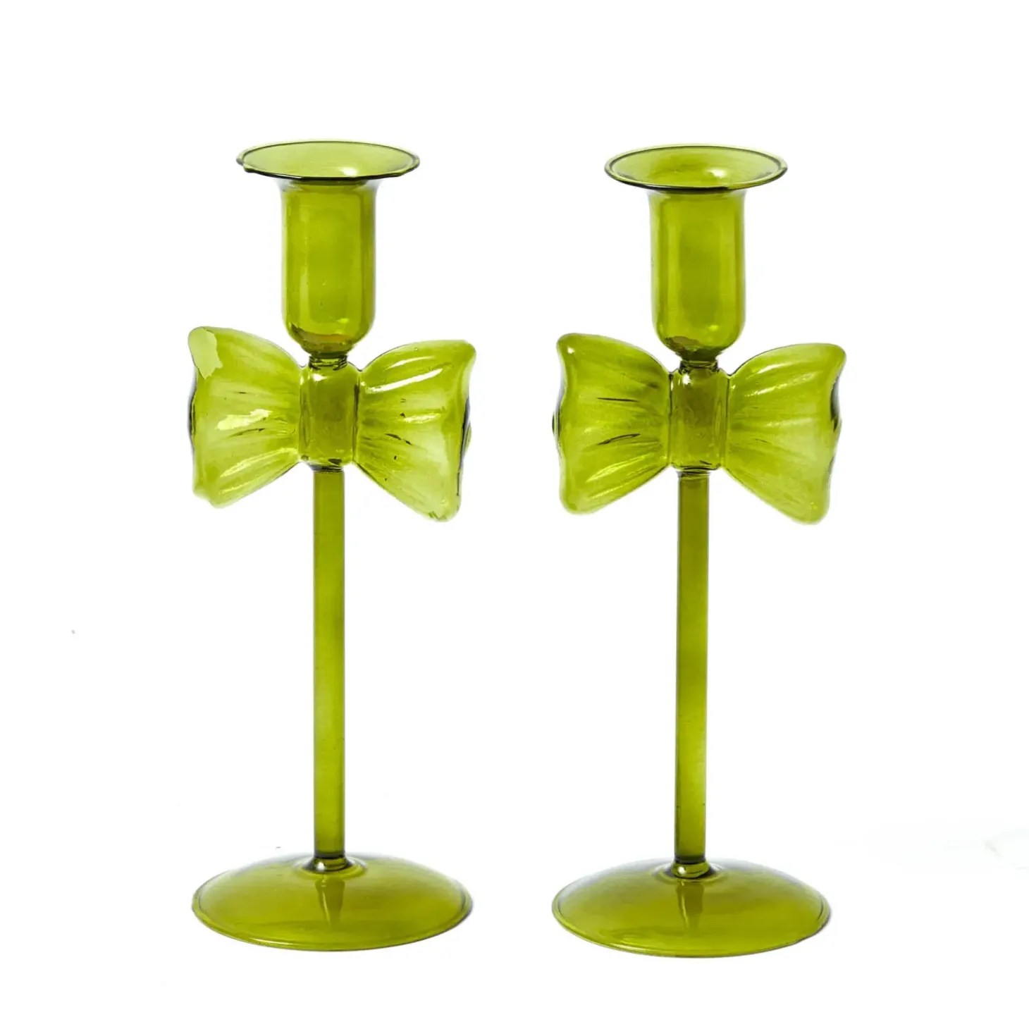 Celine Green Glass Bow Candlescape (Gold)
