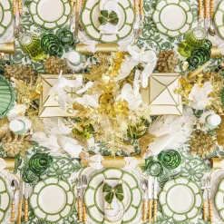 Celine Green Glass Bow Candlescape (Gold)