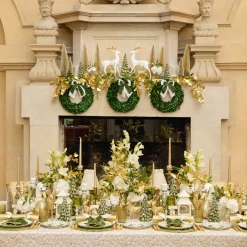 Celine Green Glass Bow Candlescape (Gold)