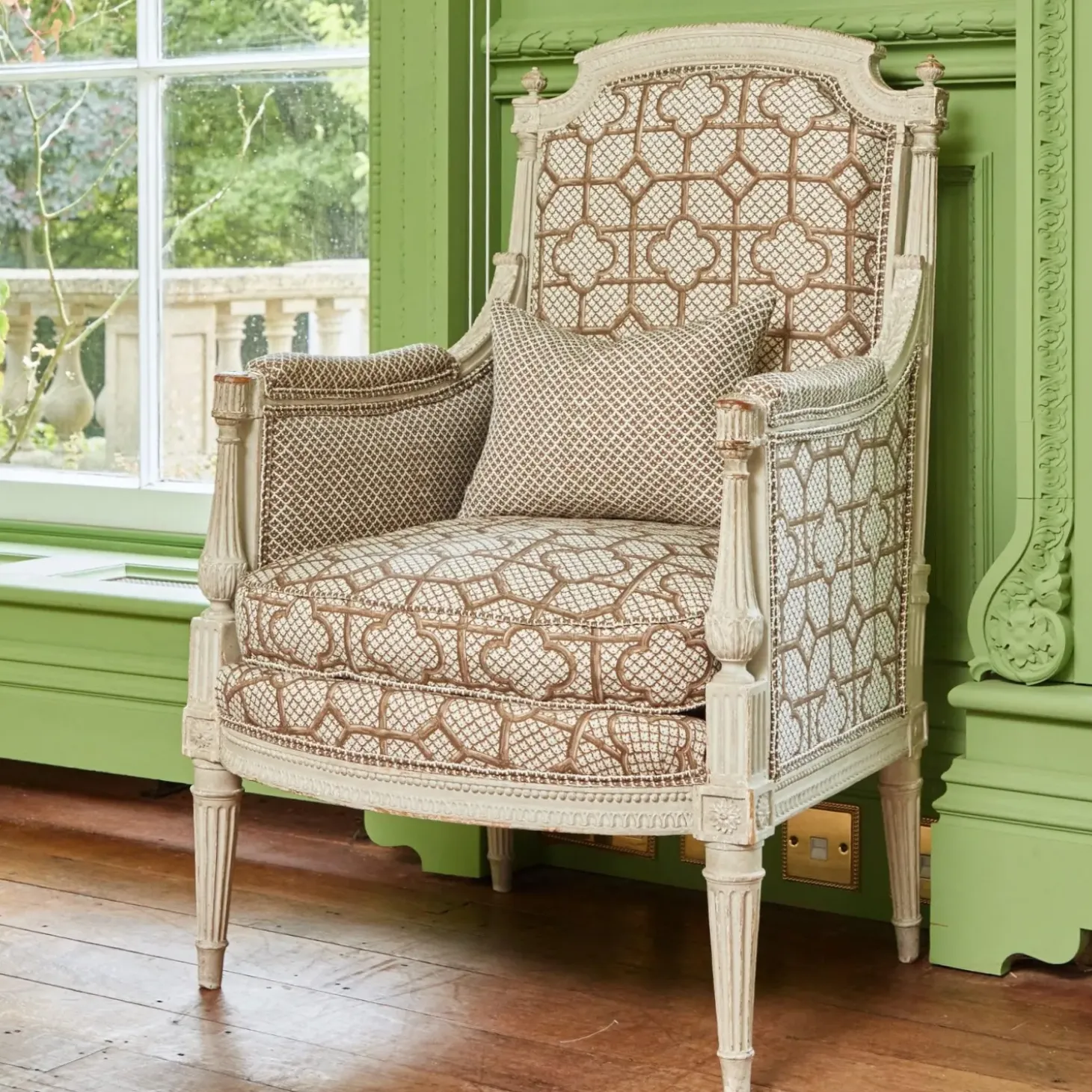 Chestnut Brown Bamboo Trellis Fabric