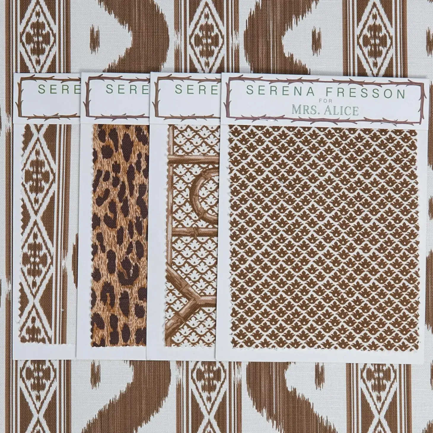 Chestnut Brown Ikat Stripe Fabric