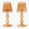 Chestnut Glass Lantern Tea Light Holder (Pair) - 18cm
