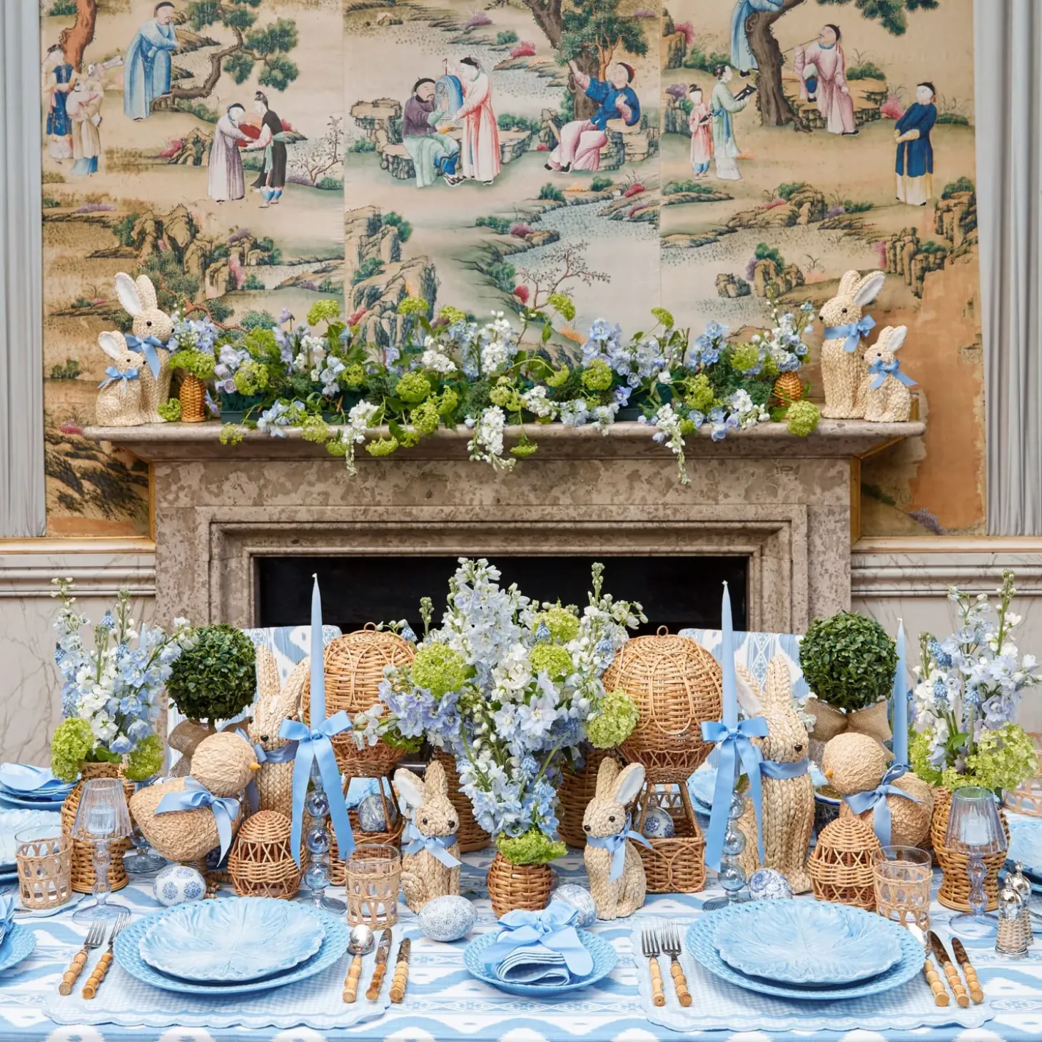 Chinoiserie Faux Potted Boxwood Tree (Pair)