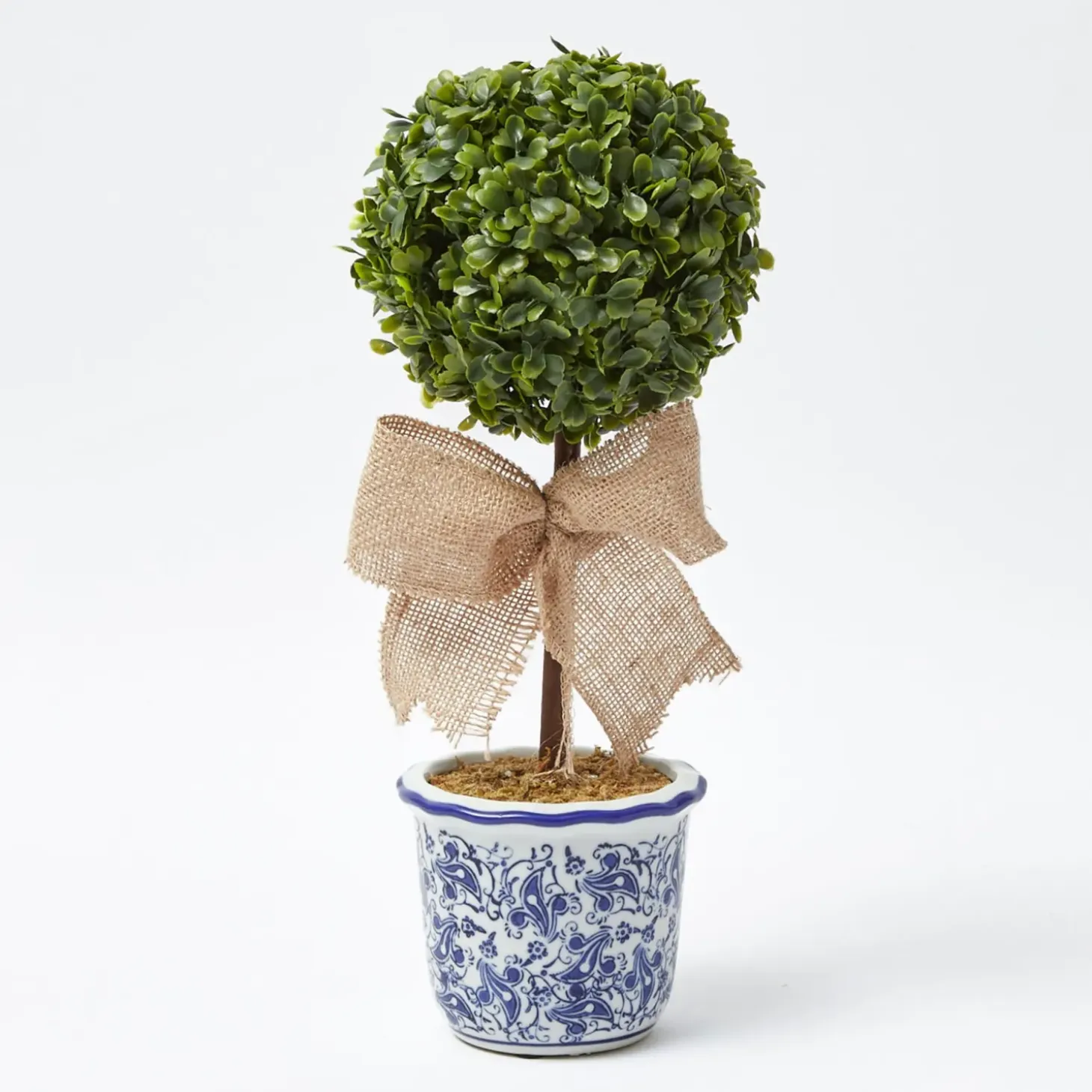 Chinoiserie Faux Potted Boxwood Tree (Pair)