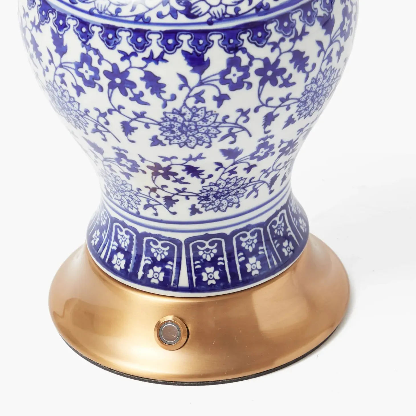 Chinoiserie Rechargeable Lamp & Cobalt Ikat Shade (22cm)