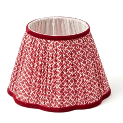 Chinoiserie Rechargeable Lamp with Red Lotus Shade (22cm)