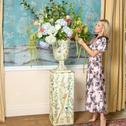 Chinoiserie Tole Urn & Pedestal