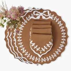 Chocolate Bow Laurel Placemats & Napkins (Set of 4)