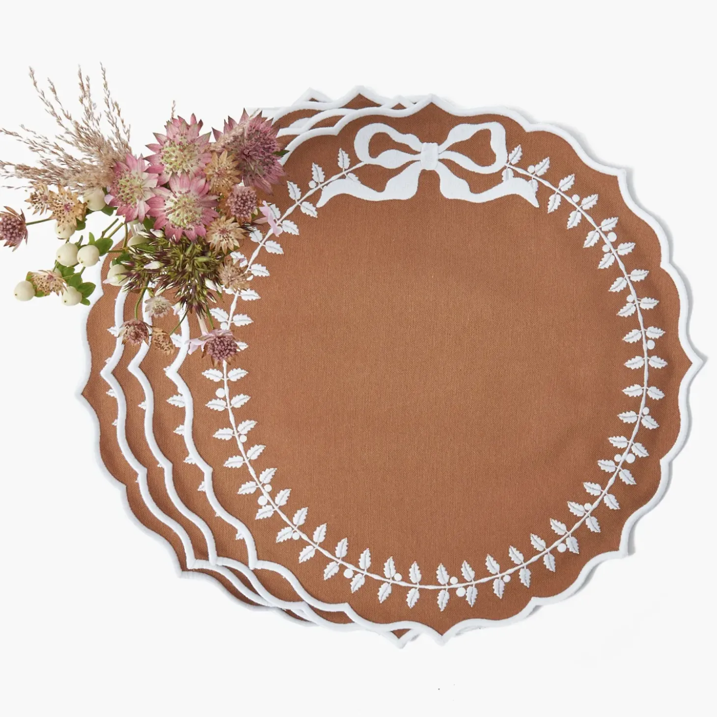 Chocolate Bow Laurel Placemats (Set of 4)