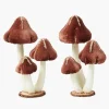 Chocolate Glitter Velvet Mushroom (Pair) - 25cm