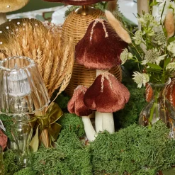 Chocolate Glitter Velvet Mushroom (Pair) - 25cm