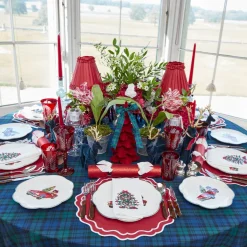 Christmas Tree White Linen Napkins (Set of 4)