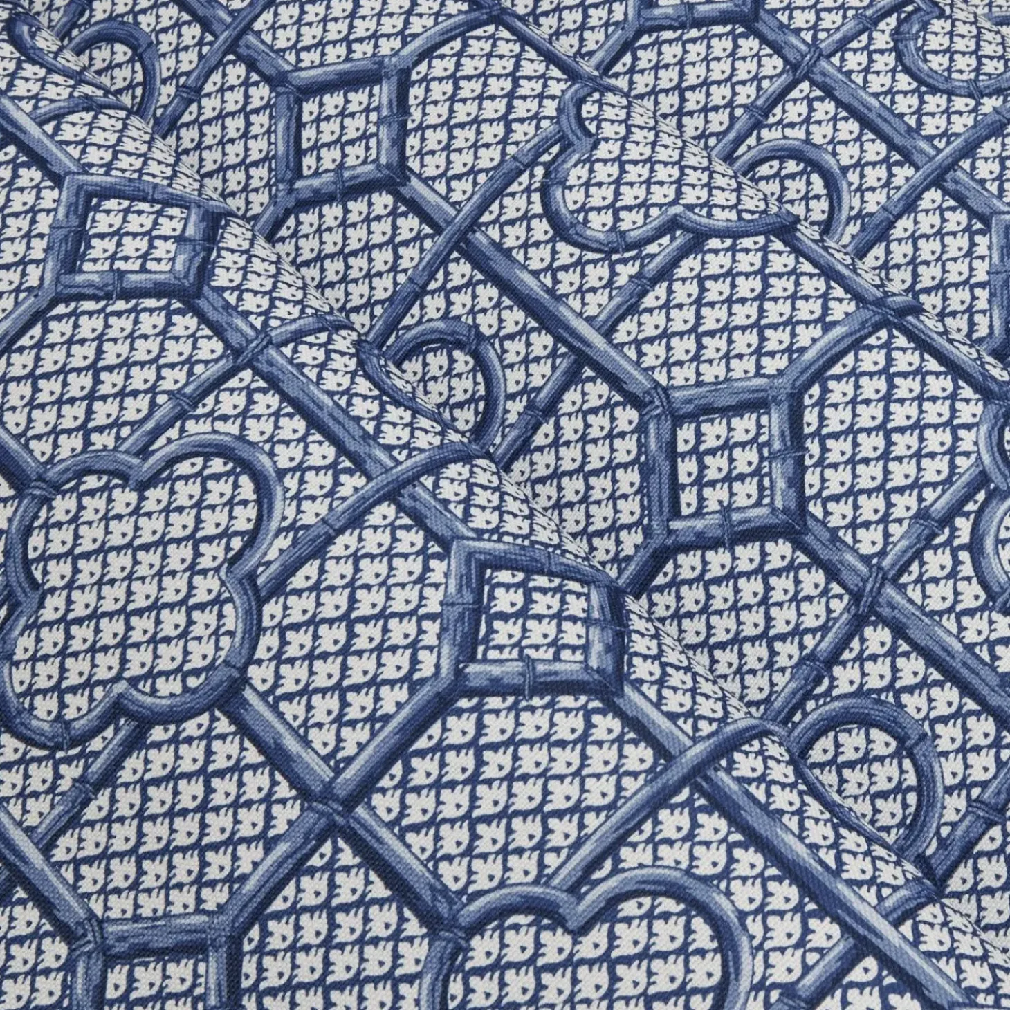 Cobalt Blue Bamboo Trellis Fabric