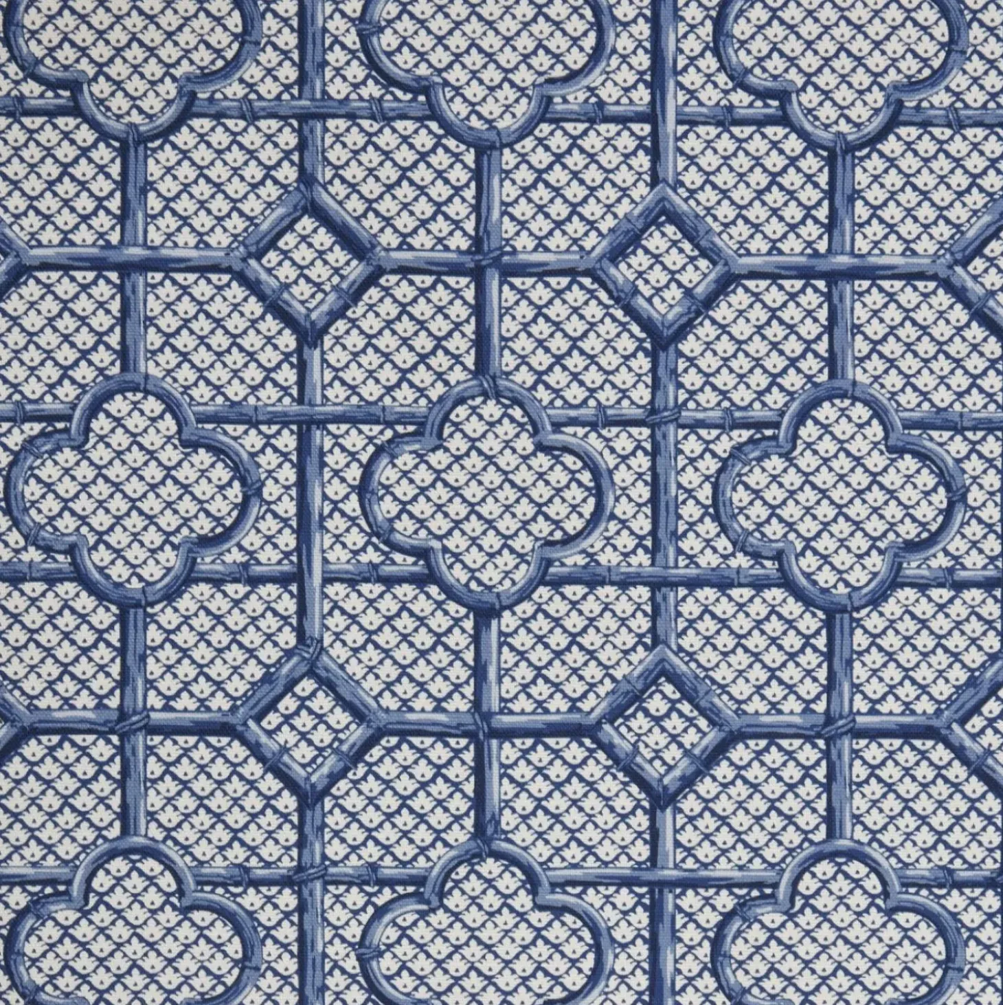Cobalt Blue Bamboo Trellis Fabric