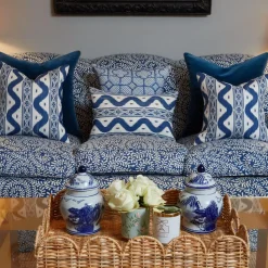 Cobalt Blue Bamboo Trellis Fabric