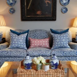 Cobalt Blue Bamboo Trellis Fabric