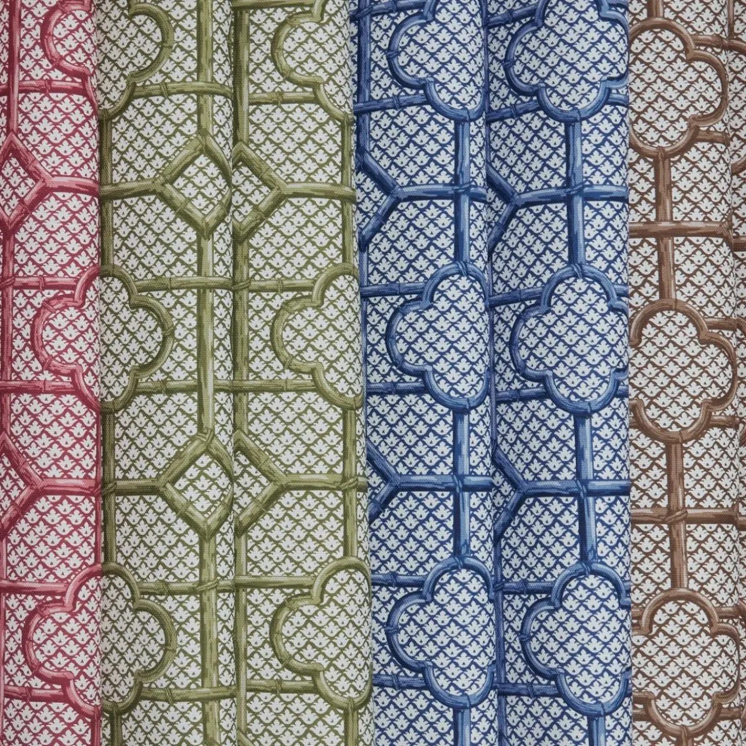 Cobalt Blue Bamboo Trellis Fabric
