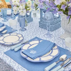 Coral Blue Linen Napkins (Set of 4)
