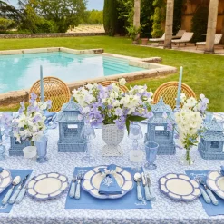Coral Blue Linen Napkins (Set of 4)