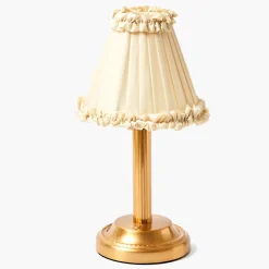 Corinthian Rechargeable Lamp with Cream Frilled Silk Shade (18cm)