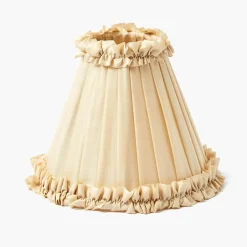 Corinthian Rechargeable Lamp with Cream Frilled Silk Shade (18cm)