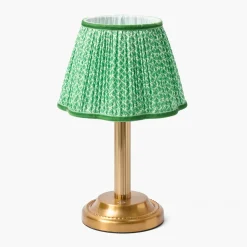 Corinthian Rechargeable Lamp with Green Lotus Shade (22cm)