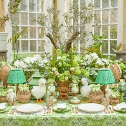 Corinthian Rechargeable Lamp with Green Lotus Shade (22cm)