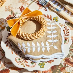 Corn Wreath with Mustard Velvet Bow (Set of 4)