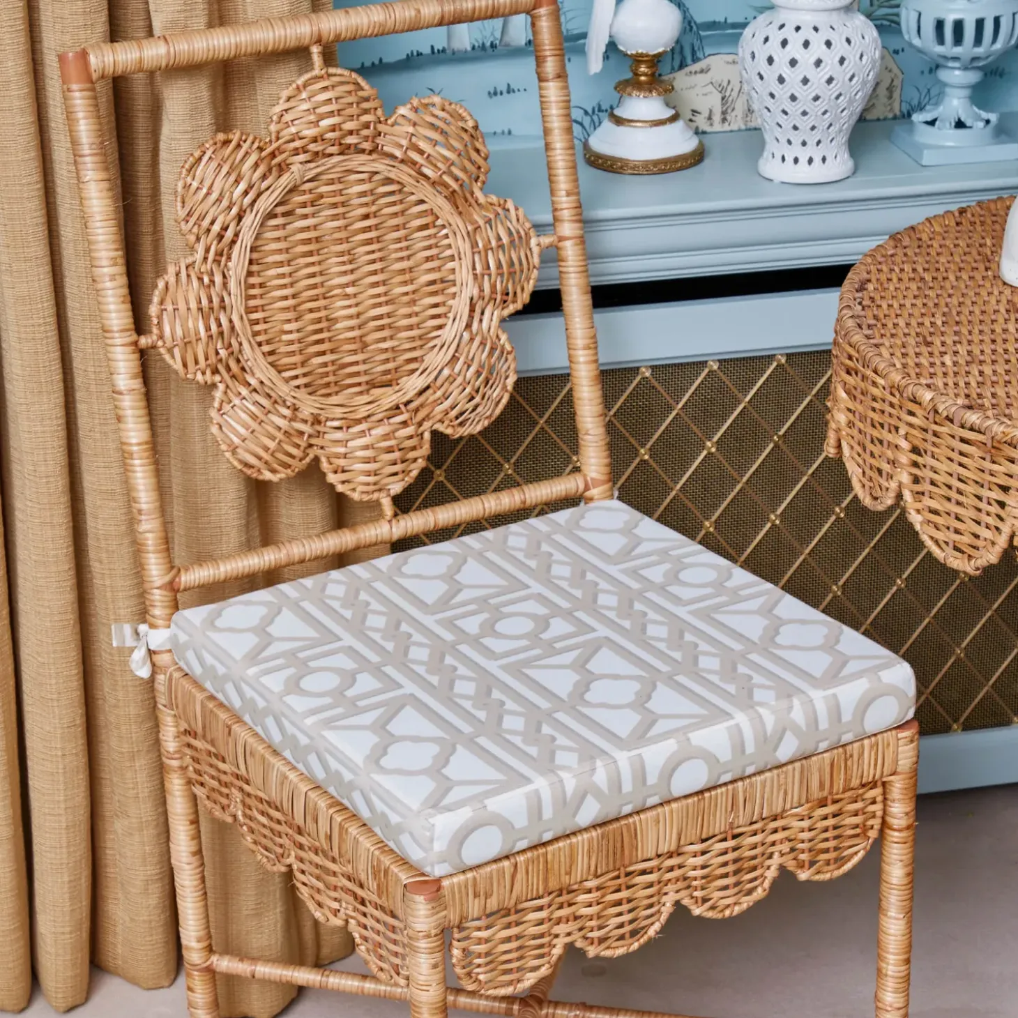 Daisy Rattan Chair with Pavilion Cushion