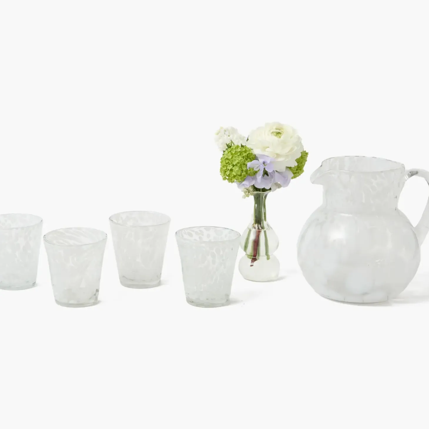 Dappled White Glasses & Jug Set