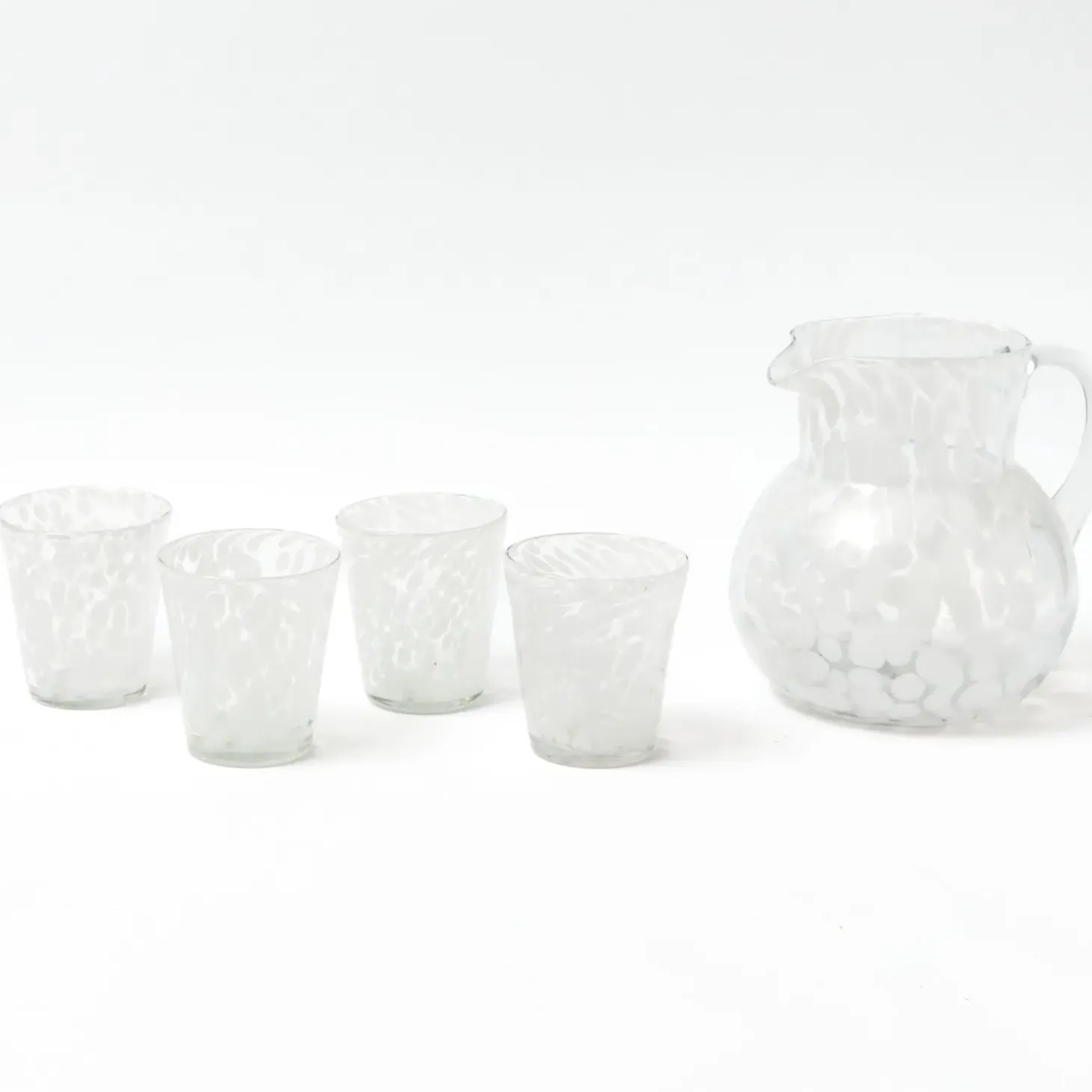 Dappled White Glasses & Jug Set