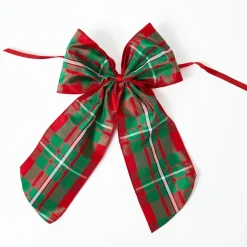 Decorative Festive Tree with Red & Green Tartan Bow