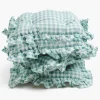 Duck Egg Blue Gingham Ruffle Seat Pad Cushions (Set of 4)