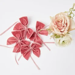 Dusty Pink Velvet Napkin Bows (Set of 4)