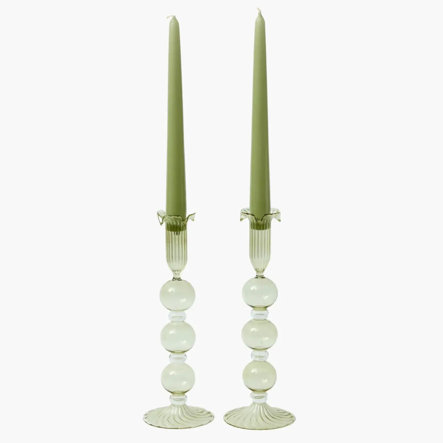 Eden Green Candle Holders (Pair)