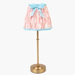 Edie Rechargeable Lamp with Pink & Blue Ikat Bow Shade (18cm)