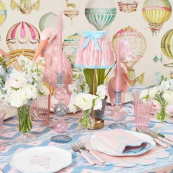 Edie Rechargeable Lamp with Pink & Blue Ikat Bow Shade (18cm)