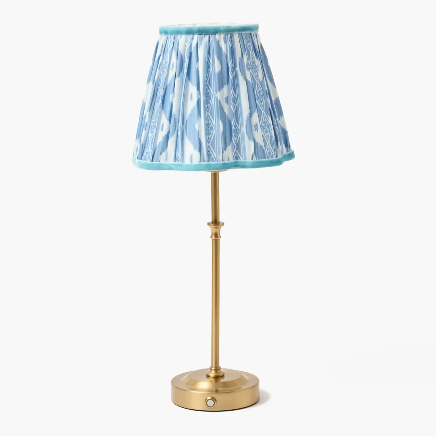 Edie Rechargeable Lamp with Blue Ikat Shade (18cm)
