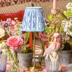Edie Rechargeable Lamp with Blue Ikat Shade (18cm)