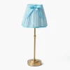 Edie Tall Rechargeable Lamp with Soft Blue Lotus Bow Shade (18cm)