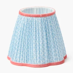 Edie Tall Rechargeable Lamp with Soft Blue & Coral Lotus Shade (18cm)