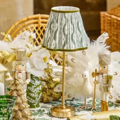 Edie Tall Rechargeable Lamp with Olive Green Ikat Shade (18cm)