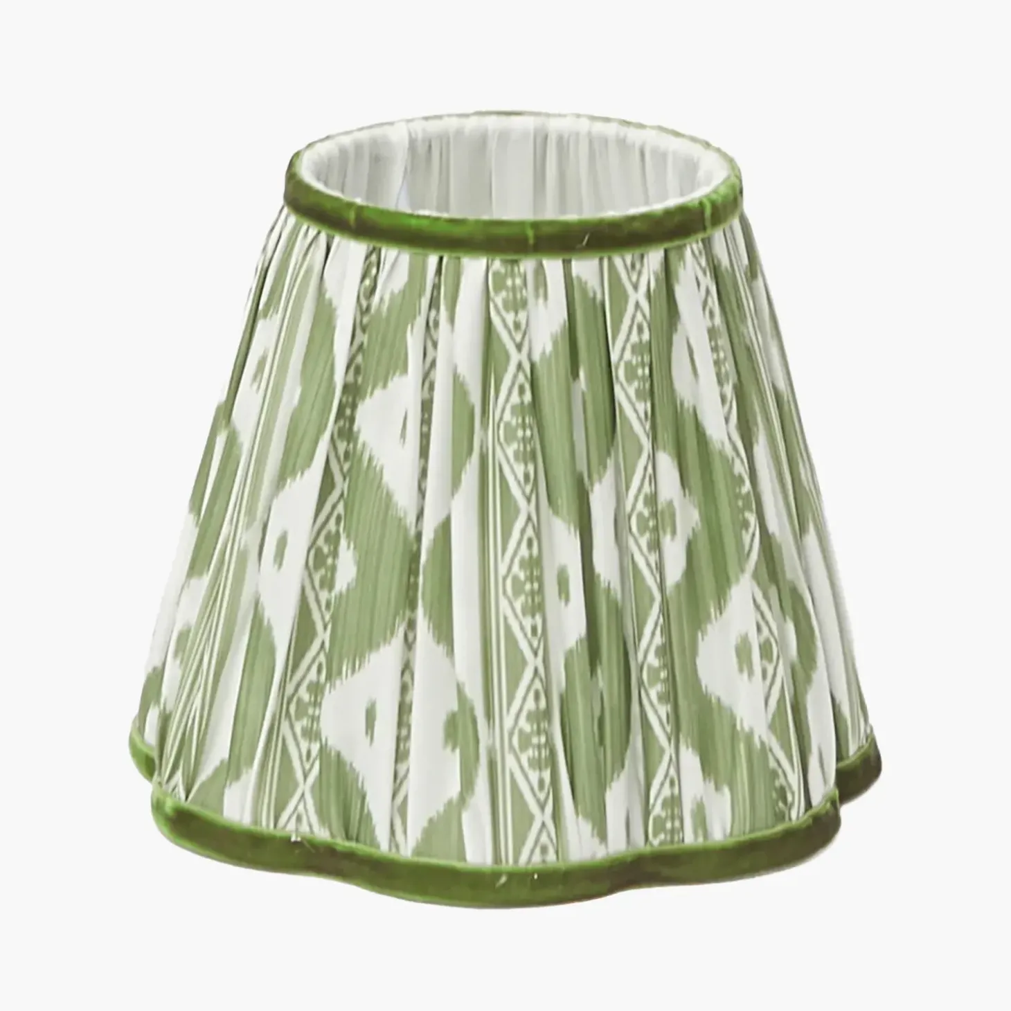 Edie Tall Rechargeable Lamp with Olive Green Ikat Shade (18cm)