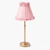 Edie Tall Rechargeable Lamp with Pale Pink Frilled Silk Shade (18cm)