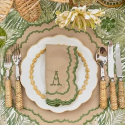 Edith Sand & Green Placemats & Napkins (Set of 4)