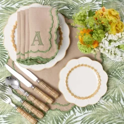Edith Sand & Green Placemats & Napkins (Set of 4)