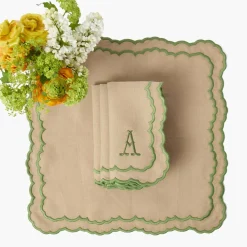 Edith Sand & Green Placemats & Napkins (Set of 4)