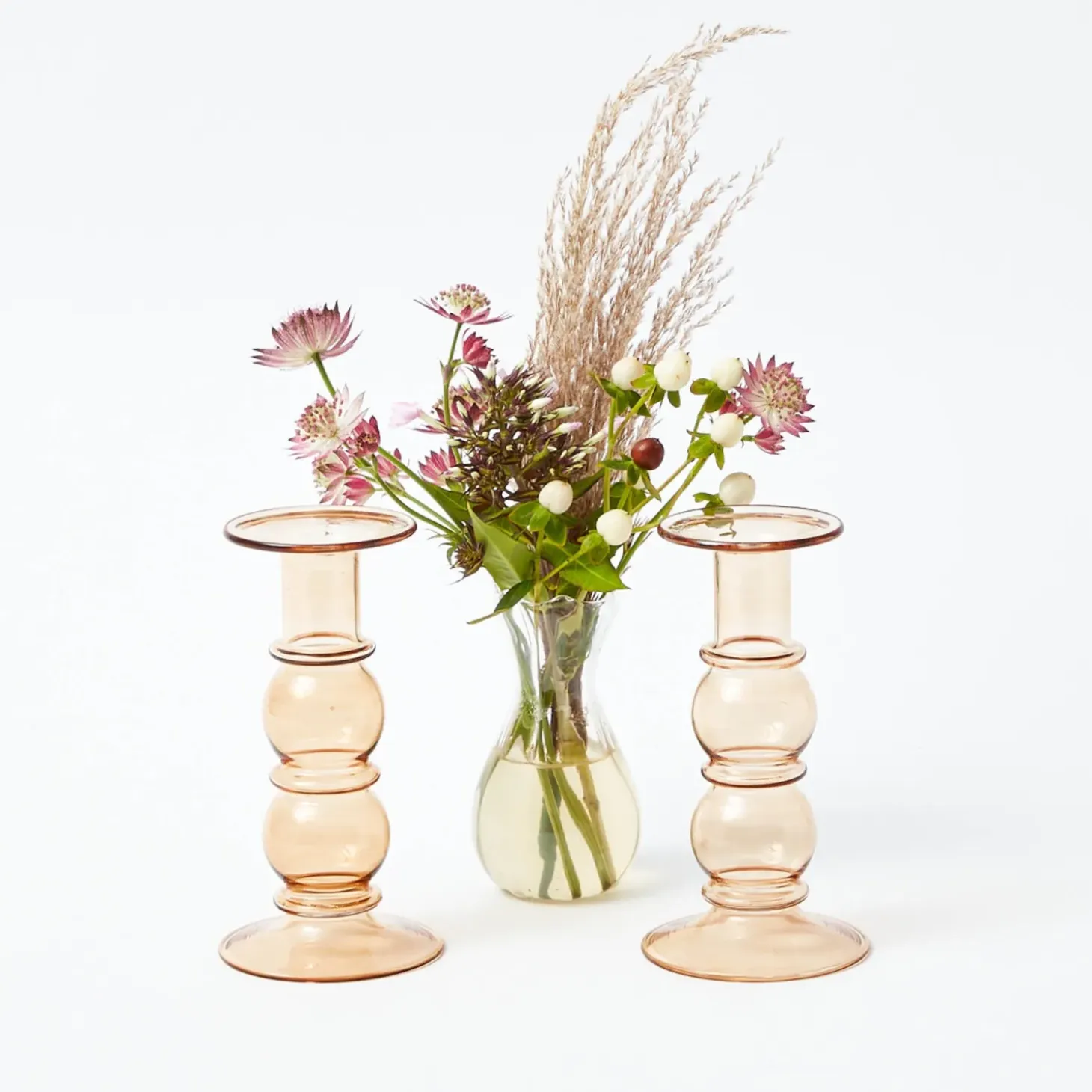 Elise Medium Amber Candle Holder (Pair)