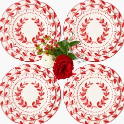 Elizabeth Red Garland Dinner & Starter Plates (Set of 8)
